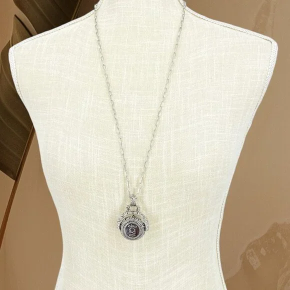 Goldette Hieroglyphic VTG Locket Spinner Pendent Fob - Picture 7 of 11